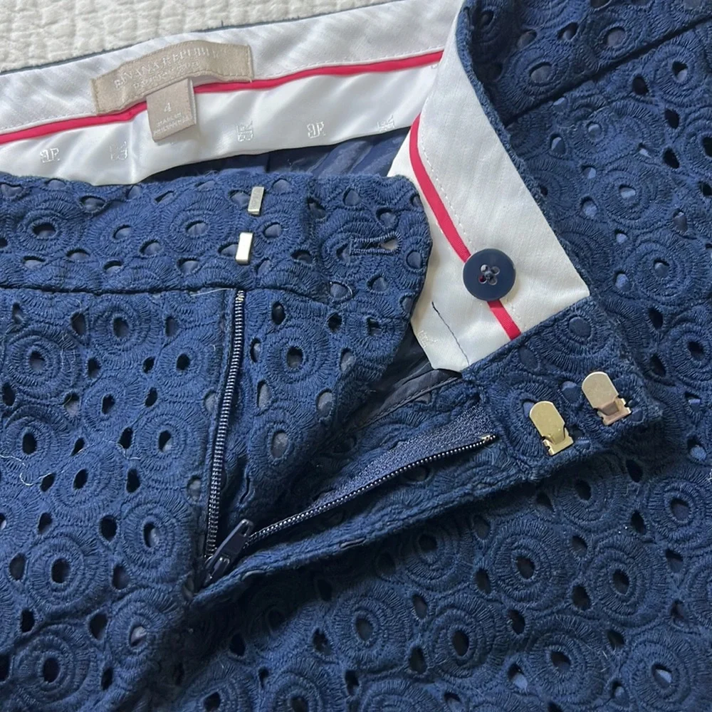 ⭐️Banana Republic preppy Navy eyelet lace Hampton pant dress pants size 4 - Picture 4 of 9